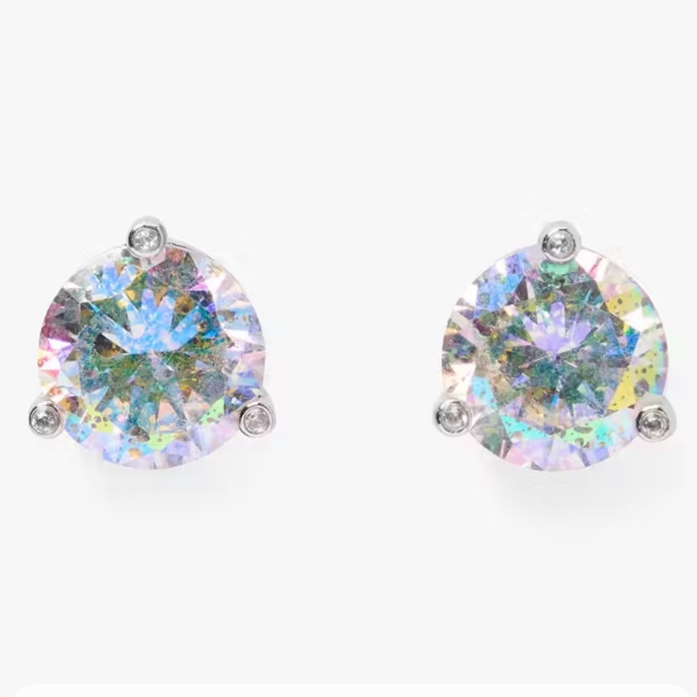 Kate Spade Cubic Zirconia Earrings Rise and Shine Glitter Studs Iridescent Clear - Picture 9 of 9